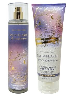 New Bath & Body Works Snowflakes and Casmere Body Mist & Body Cream, Full Size